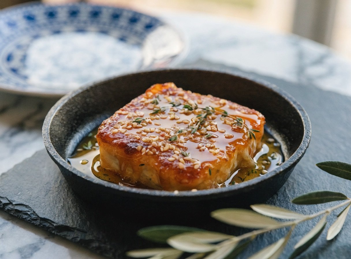 Gebackener Saganaki-Käse mit Honig